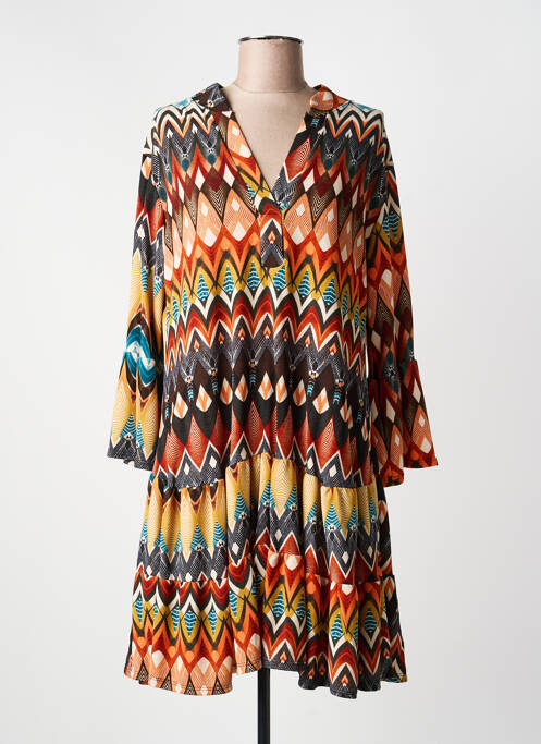 Rochie midi croială evazată mâneci 3/4 portocaliu JOY'S PARIS femme