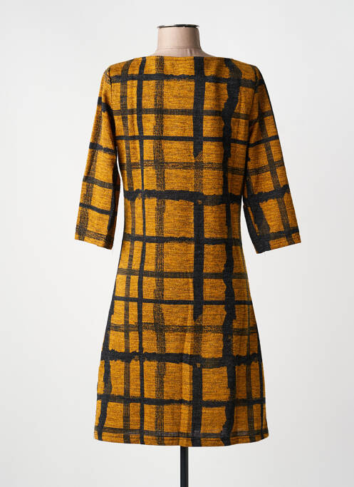 Rochie midi țesătură crep mâneci scurte galben VEGAS femme