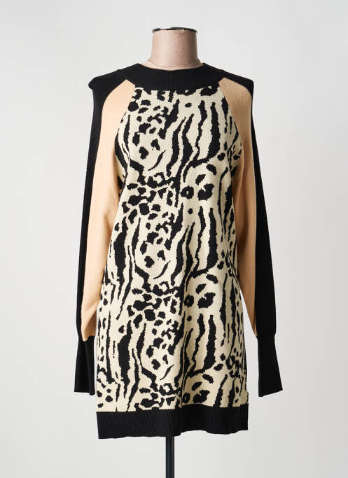 Rochie pulover guler rotund mâneci lungi bej BISOU'S PROJECT femme