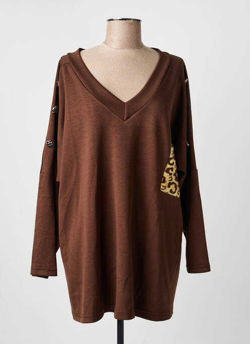 Hanorac elasticitate mâneci lungi maro 2W PARIS femme