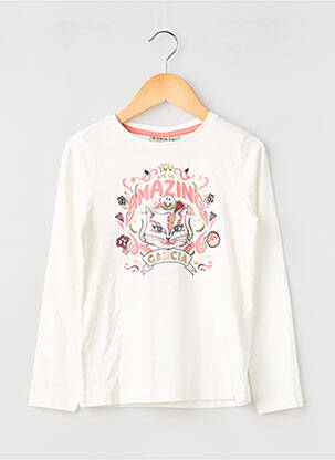 Tricou croială cambrată mâneci lungi alb GARCIA fille