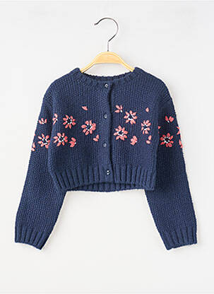 Vestă cu mâneci lungi tricotaj din plasă albastru BOBOLI fille