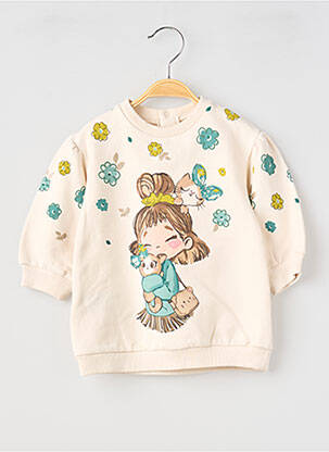 Rochie midi închidere presată mâneci lungi bej MAYORAL fille