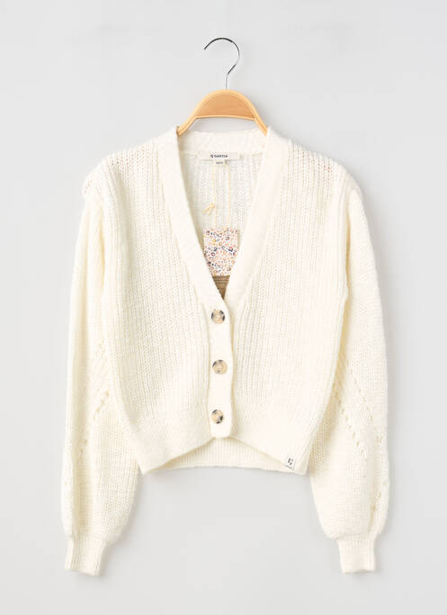Vestă cu mâneci lungi guler în v alb GARCIA fille