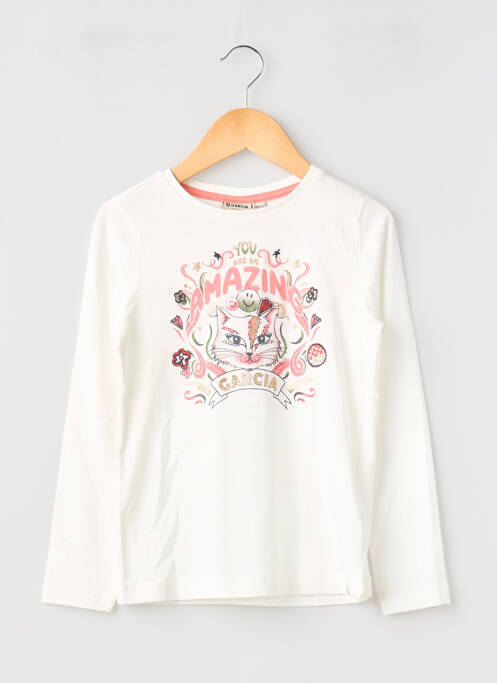 Tricou croială cambrată mâneci lungi alb GARCIA fille
