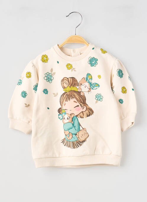 Rochie midi închidere presată mâneci lungi bej MAYORAL fille