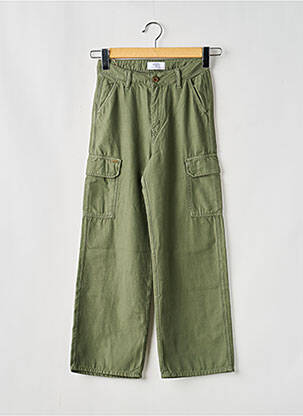 Pantalon cargo croială dreaptă verde LE TEMPS DES CERISES fată