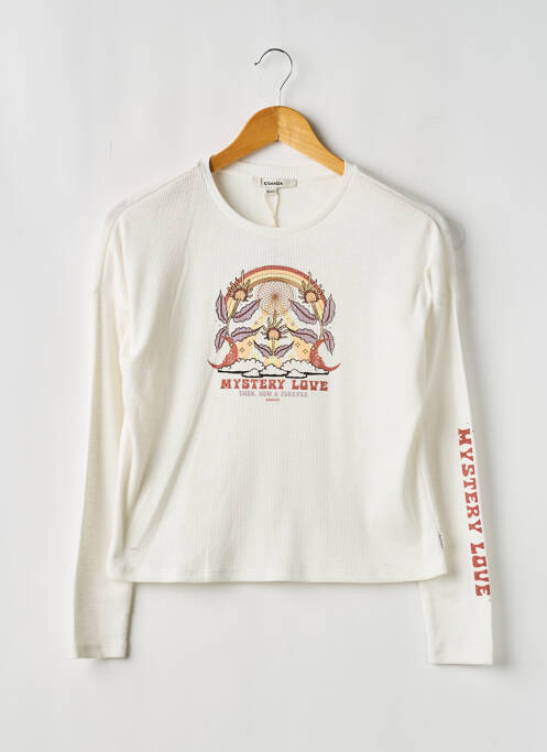 Top croială dreaptă mâneci lungi alb GARCIA fille