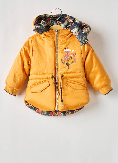 Parka închidere cu fermoar pe față cu glugă galben BOBOLI fille