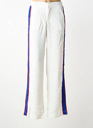 Pantalon drept țesătură poplin mărime normală alb SHOWNY femme