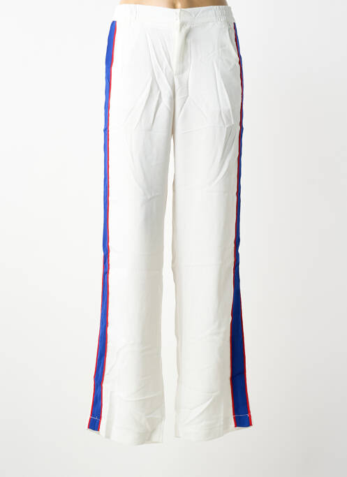 Pantalon drept țesătură poplin mărime normală alb SHOWNY femme