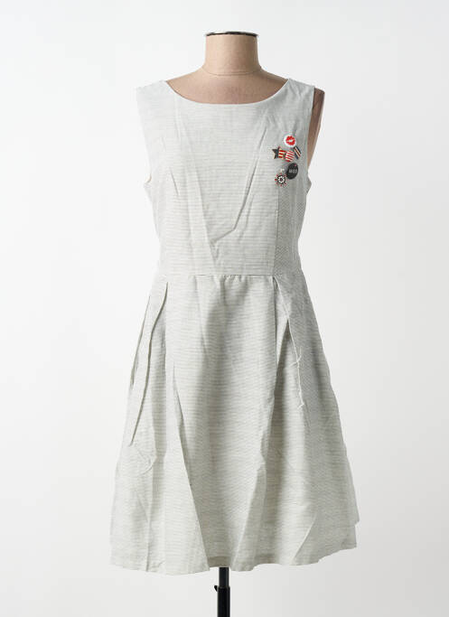 Rochie midi țesătură crep fără mâneci alb LULU.H femme