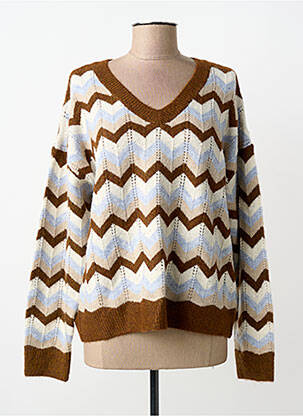 Pulover croială cambrată mâneci lungi maro GOLDEN LIVE femme