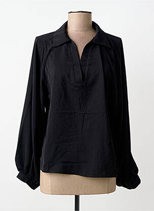 Bluză manșete cu nasturi și deschidere mâneci lungi negru UNIKA femme