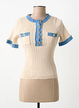 Tricou elasticitate mâneci scurte bej MOËWY femme