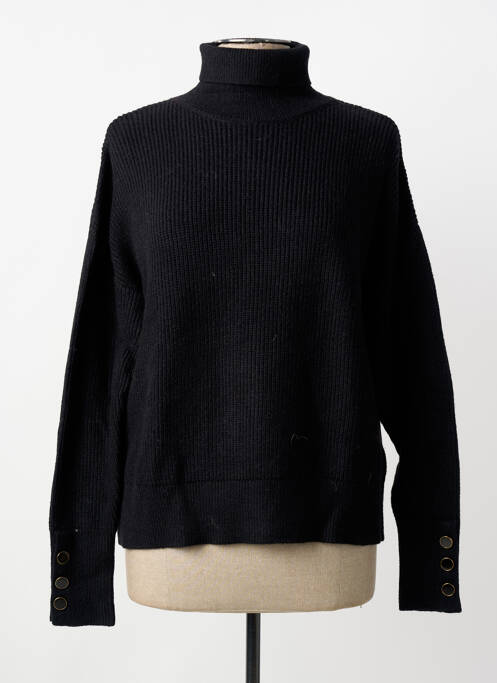 Pulover cu guler înalt tricotaj din plasă mâneci lungi negru TIFFOSI femme