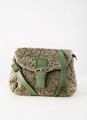 Geantă închidere cu rabat clipsat formă dreptunghiulară verde INES DELAURE femme