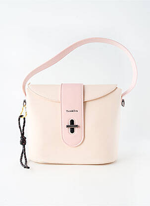 Geantă piele netedă formă dreptunghiulară roz TOM & EVA femme