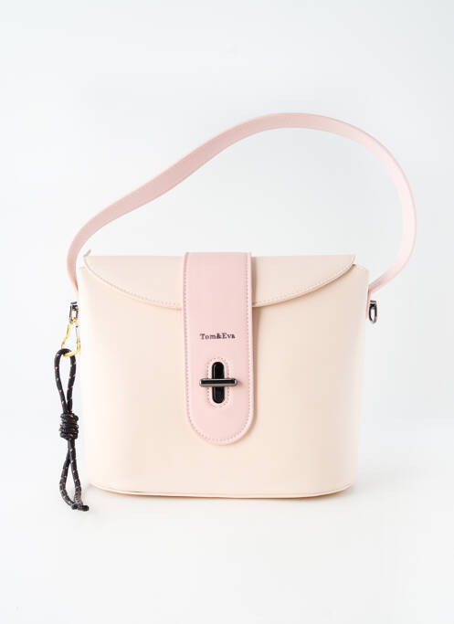 Geantă piele netedă formă dreptunghiulară roz TOM & EVA femme