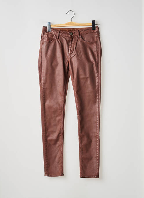 Pantalon slim țesătură acoperită mărime normală maro REIKO femme