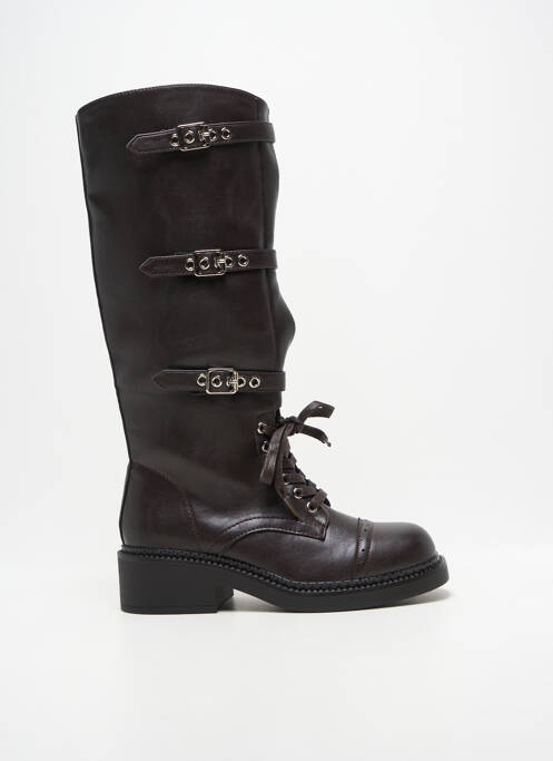 Cizme țesătură satinată toc de 4 la 6 cm maro LADY GLORY femme