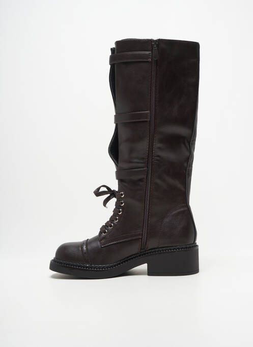 Cizme țesătură satinată toc de 4 la 6 cm maro LADY GLORY femme