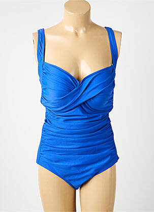 Costum de baie dintr-o singură piesă efect material satinat top sutien modelat albastru DAMART femeie