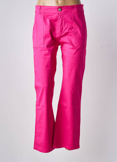 Pantalon drept țesătură poplin mărime normală roz BISCOTE femme