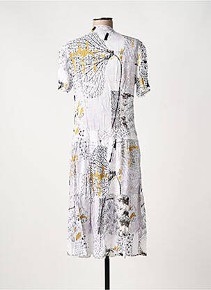 Rochie midi imprimeu fantezie mâneci scurte alb DOLCEZZA femeie