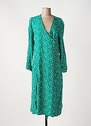 Rochie midi mâneci lungi mâneci lungi verde BISCOTE femeie