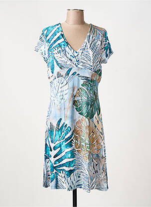 Rochie midi mâneci scurte mâneci scurte albastru DOLCEZZA femeie