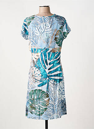 Rochie midi mâneci scurte mâneci scurte albastru DOLCEZZA femeie