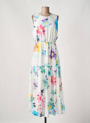 Rochie lungă imprimeu floral fără mâneci alb DESIGUAL femeie