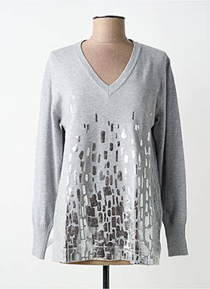 Pulover țesătură melanj mâneci lungi gri SCORZZO femme