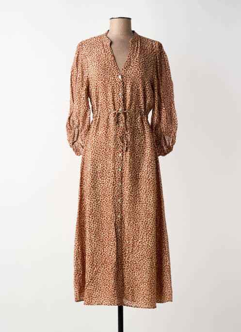 Rochie lungă mâneci lungi mâneci lungi maro TRAMONTANA femme