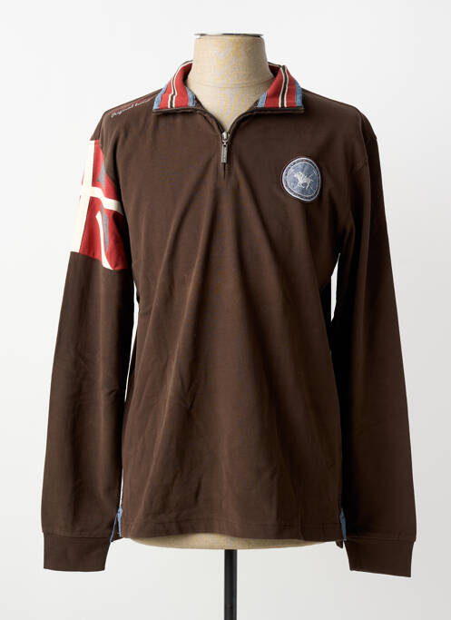 Polo mâneci lungi mâneci lungi maro LA SQUADRA homme