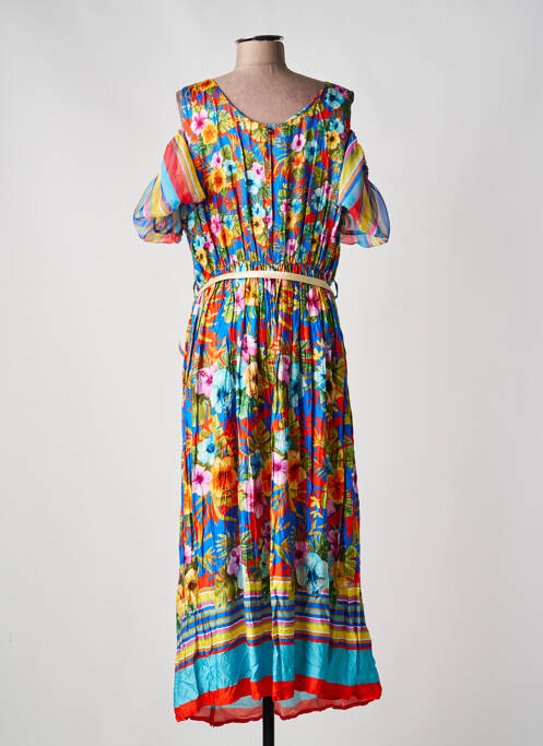 Rochie lungă imprimeu fantezie mâneci scurte albastru PAUL BRIAL femme