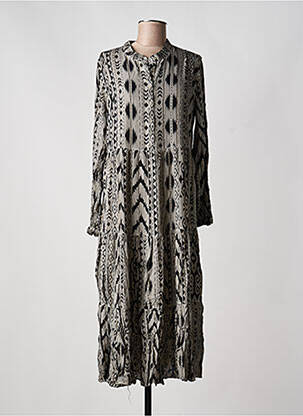 Rochie midi imprimeu fantezie mâneci lungi gri LAST QUEEN femeie