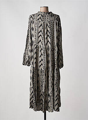 Rochie midi imprimeu fantezie mâneci lungi gri LAST QUEEN femeie