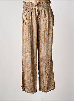 Pantalon larg țesătură crep talie înaltă bej LAST QUEEN femme