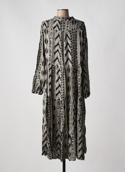 Rochie midi croială evazată mâneci lungi gri LAST QUEEN femme