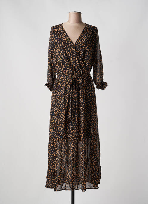 Rochie midi mâneci lungi mâneci lungi negru EMMA ELLA femme