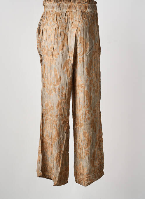 Pantalon larg țesătură crep talie înaltă bej LAST QUEEN femme