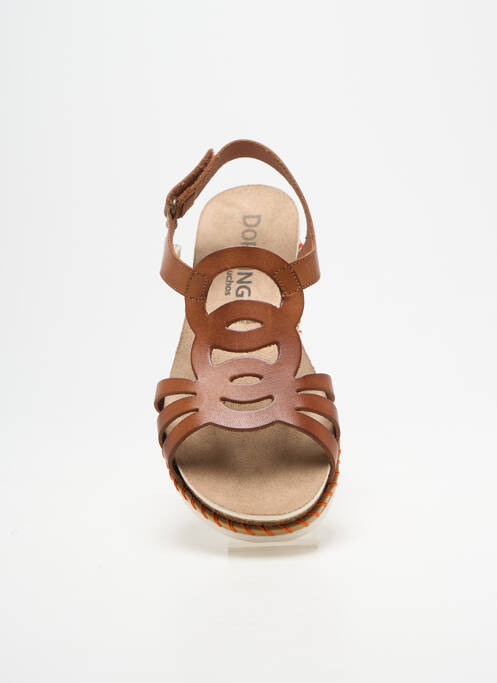 Sandale/pantofi decupați țesătură satinată toc plat până la 3 cm maro DORKING femme