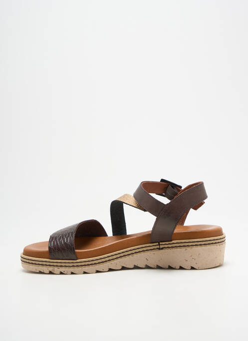 Sandale/pantofi decupați țesătură satinată toc de 4 la 6 cm maro DORKING femme