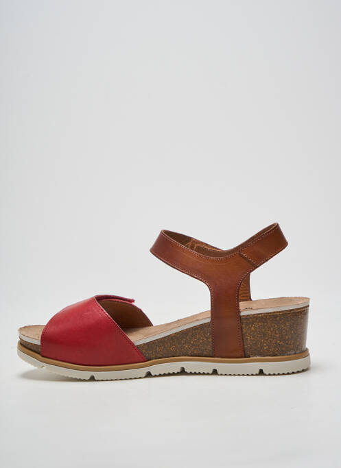 Sandale/pantofi decupați țesătură satinată toc de 4 la 6 cm roșu DORKING femme