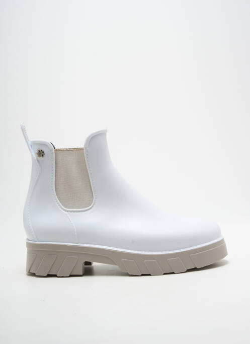 Botine/ghete țesătură satinată toc de 4 la 6 cm alb MEDUSE femme