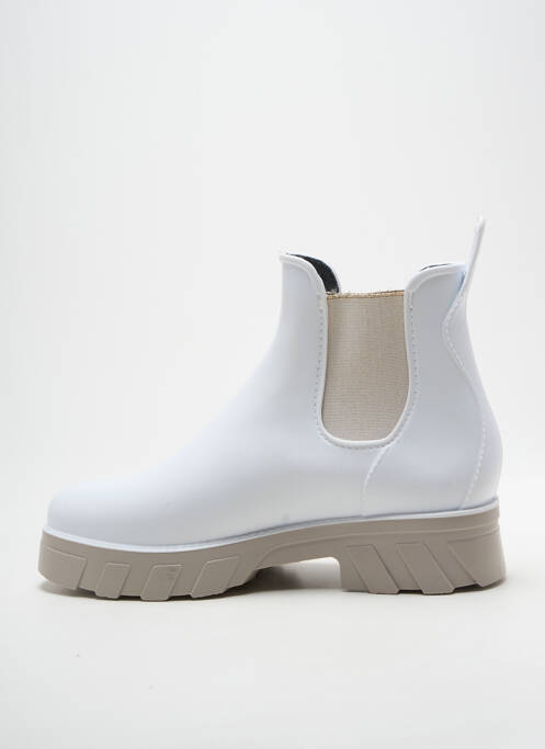 Botine/ghete țesătură satinată toc de 4 la 6 cm alb MEDUSE femme