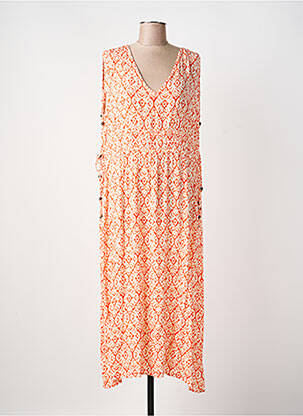 Rochie lungă imprimeu fantezie mâneci scurte portocaliu DEELUXE femme