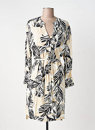 Rochie midi imprimeu fantezie mâneci lungi bej AKOZ DE TOI femme